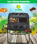 43 Gallon Composting Tumbler With Dual Chamber Design And Two Sliding Doors for Continuous High Volume No Fuss Backyard Composting.