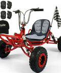 Red Gas Go Kart for Backyard Trails and Family Fun, EPA Compliant 63cc 2-Stroke Off Road, accessories included.