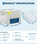 Product specification of Heavy Duty 30L Commercial Ultrasonic Cleaner With Built In Heater Digital 40kHz Timer And 304 Stainless Steel.