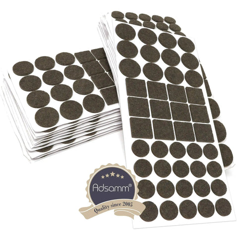 Heavy Duty Self Adhesive Felt Pads 880 Pack Brown Round Square Floor Savers 3.5 Millimeter Thick Stick On Furniture Glides stacked