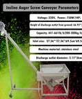 Beefy Stainless Steel Vertical Screw Conveyor Feeder With Inclined Auger For Granules And Powder, 66.9 Inch Lift, 220V shown