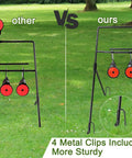 Comparison of Auto Resetting BB Gun Targets For .177 And .20 Caliber with stickers, showing target stability and metal clips.