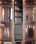 Image of a Three Tier Hanging Wardrobe Organizer With Slick Foldable Linen Fabric And Heavy Duty Hooks for closet space saving.