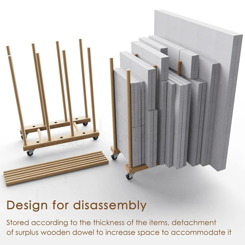 Rock Solid Beechwood Art Storage Rack With Locking Casters For Canvas Boards Frames And Drawing Panels Heavy Duty Studio Organizer Keeps Your Art Gear Tidy And Rolls Smoothly Right Wherever You Point It Today