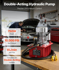 Beefed Up Electric Hydraulic Pump Power Pack 750W 120V 10000 PSI Max 8 LPM Flow Double Acting Unit in a workshop setting.