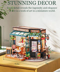 One Eighteen Scale Coffee Bar Dollhouse Kit With Led Lights Diorama Miniature House Building Kit For Adults Tipsy Restaurant Scene displayed on a table