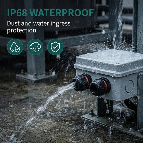2 Pack IP68 Industrial Breather Vents M12x1.5 Thread Dual Port Pressure Equalization Valve with water protection demonstration.