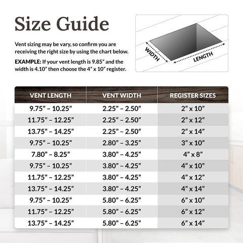 Oriental Design Steel Wall And Ceiling Register In Brushed Nickel Finish Size Guide Chart For 6x10 Installation