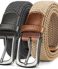 Men's Golf Belt Braided Woven Stretch Belt Multi Pack Gift Ready Casual Jeans Sports And Work Fully Adjustable With Direct Lock In Strap For All Day Comfort Beige And Dark Gray Color Options 1 3 Eighths Inch Waist Fits 36 To 40 Inches