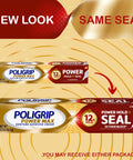 Power Max Hold Denture Adhesive Cream for Super Strong Hold and Food Seal Flavor Free 2.2 Oz Tubes Pack of 4 Clinically Proven for All Day Confidence Now packaging comparison image