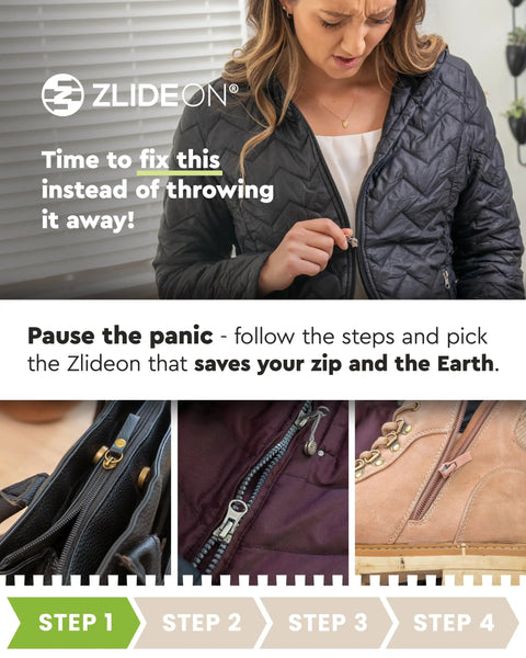 Two Pack Waterproof Zipper Repair Kit Replacement Slider For Outdoor Jackets Dry Bags Camping Gear And Tech Cases Easy To Install No Tools No Sewing Fast Fix In Under 30 Seconds Made In Germany, shown installed on jacket and bag.