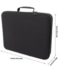 Rugged Travel Case For Mini Dish Kit With Shockproof IP67 Waterproof EVA Storage shown in closed position with handle and measurements.