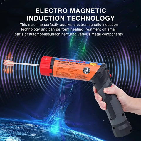 Professional Grade Mini Magnetic Induction Heater 1100 Watt 8 Coil Handheld Heating Rod in use, showcasing electromagnetic induction technology.