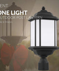 Kent One Light Outdoor Post Lantern Black Finish Weatherproof Aluminum Fixture For Wet Locations cETL Listed