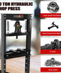 Heavy Duty Hydraulic Shop Press engineered for maximum tonnage with precision dies for automotive tasks and quick release valve.