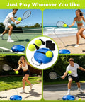 Solo Tennis Practice Kit With Rebounder Ball Set And 3 Training Balls Wristband And Mesh Bag Portable Indoor Outdoor Tennis Trainer