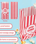Carnival Themed 200 1oz Paper Popcorn Bags Concession Grade For Popcorn Machines And Popcorn Bars Perfect For Movie Nights Parties And Concessions Snack Station Supplies, featuring red and white stripes