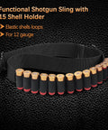 Shotgun Sling With 15 Shell Holder For 12 Gauge Beefy Durable Rifle Sling With Swivels Built For Hunting And Range Use