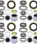 4 Set Boat Trailer Bearing Kit For 3500Lb EZ Lube Axles With L68149 And L44649 Bearings, seals, dust covers, cotter pins visible