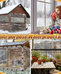 6.6x10ft Anti-Tear Heavy-Duty Clear Tarp Waterproof For Patio Winterizing 5 Mil Snowproof Chicken Coop and Garden Enclosure