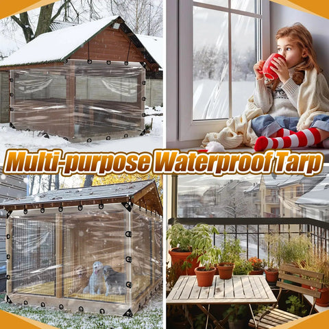 6.6x10ft Anti-Tear Heavy-Duty Clear Tarp Waterproof For Patio Winterizing 5 Mil Snowproof Chicken Coop and Garden Enclosure