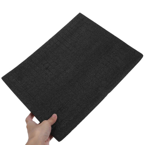 Person holding black foam insert from Black Foam Storage Box With Sponge Padding For Electronics And Household Items