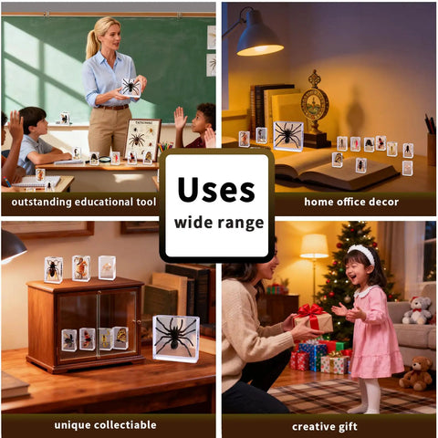 Real Animal Specimens In Resin Taxonomy Kit For Science Class And Homeschool in educational and home settings with specimens displayed