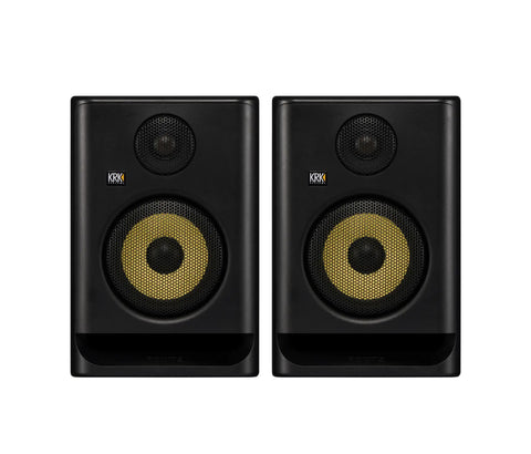 Rokit 5 G5 Studio Monitor Pair With Class D Power Amps, 1 Inch Silk Dome Tweeter, dual speakers front view