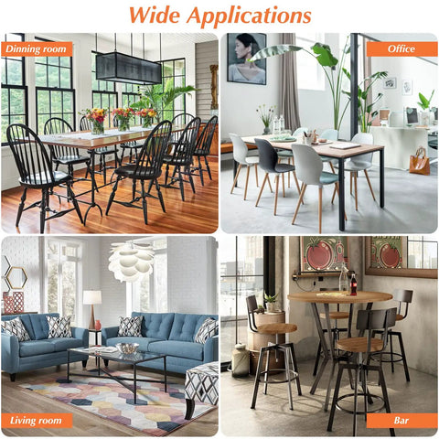 Multiple room settings showcasing Silicone Chair Leg Floor Protectors Set With Thick Elastic Pads For Hardwood Floors