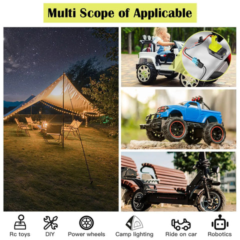Ryobi 18V Battery Adapter For Power Wheels And DIY RC Cars, various applications including ride-on toy and outdoor function