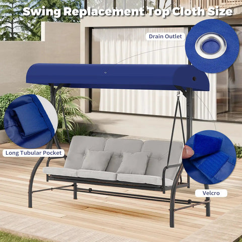 Canopy Replacement Top for GT Porch Swing Model GCS00229C Blue Super Easy Install Swing Chair Canopy Outdoor Shade