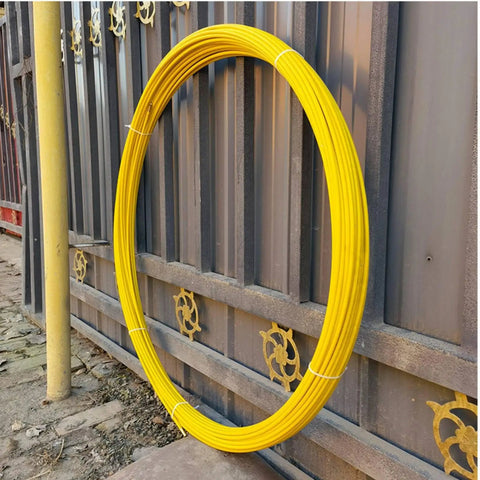 Heavy Duty Wire Puller Tool For Conduits And Ducts Flexible Fiberglass Threading Rod With A Firm Metal Tip That Glides Through Tight Bends And Long Runs 16mm X 250m, yellow coil
