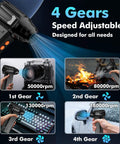 Beast Mode Cordless Air Duster With LED Light, 180000 RPM Turbo Cleaning Power, shown with adjustable gear settings