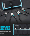 All In One Snap Ring Pliers Set, 7 Inch Internal External Circlip Pliers With Straight And 90 Degree Bent Tips with portable pouch.