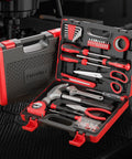 32 Piece Home Repair Tool Set For DIY Projects And Everyday Fixes Includes Wrenches, Screwdrivers, Pliers in red-black case