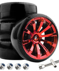 4 Pack 2.45 Inch Hard Plastic RC Drift Tires With 12mm Hex On Road Touring Bald Wheels Red For 1 To 10 Scale RC Cars And Trucks Universal Match
