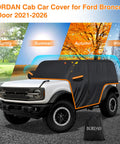 Ford Bronco 2 Door Cab Cover 420D Oxford Fabric Waterproof All Weather Sun Rain UV Dust Protection With Zipper Door shown on vehicle