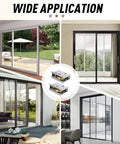 Sliding Patio Door Rollers 2-Pack For Pella Doors, 1-1/2 Inch Steel Ball Bearing, shown in various sliding door setups
