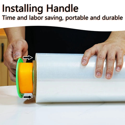 Installing handles on Two Pack Clear Stretch Film 12 X 1000 Feet 80 Gauge Heavy Duty Self Adhering Plastic Wrap.