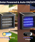 Solar Bug Zapper For Outdoor Use, Waterproof Mosquito Fly Killer With 4500V Grid, Solar Powered Backyard Defender For Garden, Lawn And Back Yard, Great For Camping, Covers Up To 2000 Sq Ft, 10W Outdoor Zapper
