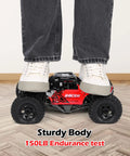 Person standing on 4x4 Offroad RC Truck Amphibious 1 12 Scale Monster Beast With Dual Motors Waterproof Chassis Rugged Crawler