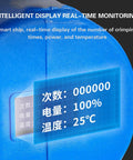 LED display on Cordless Hydraulic Cable Cutter With LED Display And Battery shows crimp count, power, and temperature.