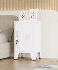 Heavy Duty Metal Nightstand With Totally Lockable Doors And Adjustable Shelves, Super Slick Under Desk Steel Storage Unit, Secure Locker Cabinet For Easy Home Office Organization beside a couch.