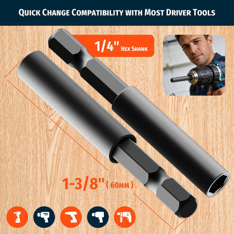 Shop Boss Spade Drill Bit Set And Paddle Flat Bits For Woodworking Quick Change Hex Shank Wood Drill Bits 14 Piece Kit 1/4" hex shank bits.