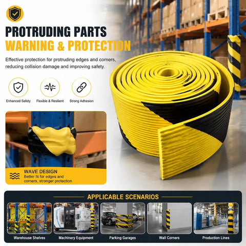 Ultra Thick Jumbo Wave Wall Guard With 60 Percent Rubber Heavy Duty Shock Absorbing Foam Bumper Padding in yellow and black roll for safety.