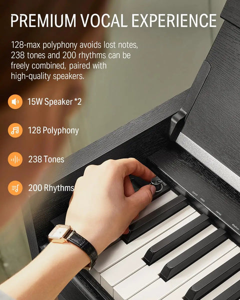 Hand adjusting control on DDP-90 Pro 88 Key Weighted Digital Piano With Three Pedals USB Music Playback PC Tablet And Smartphone Connectivity
