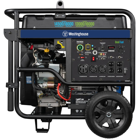 Dual Fuel Home Backup Generator With Remote Start, Transfer Switch Ready, Gas Or Propane Power, CO Sensor, side view