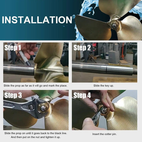 Installation steps for Brass Prop Nut Kit For Inboard Boats That Fits One Inch And One Eighth Inch Shafts Upgrade Your Ride