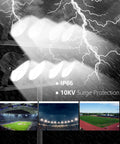 Heavy Duty Led Stadium Light 1200W Pumps Out 162K Lumens With A Hard Hitting 15 Degree Beam Dimmable All Weather Floodlamp in stormy environment.
