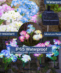 3 Pack Upgraded Solar Garden Lights Colorful Hydrangea Flower Garden Decor For Yard Pathway Outdoor Lighting With Enlarged Solar Panel And Two Lighting Modes For All Night Ambience Dope Backyard Glow showcasing weather features like waterproof and heat-resistant